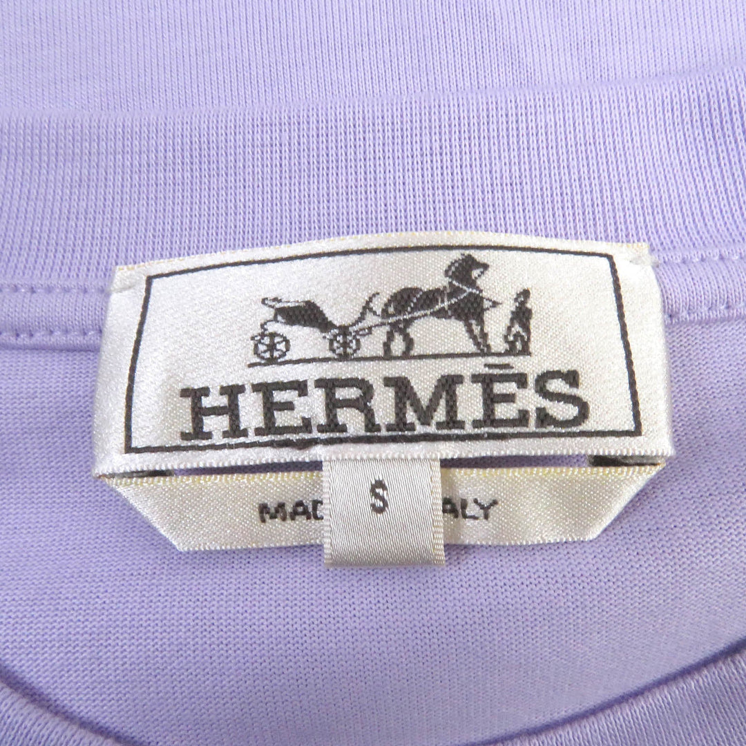 HERMES Short sleeve T-shirt Main: 100% cotton lavender mens S Used Authentic