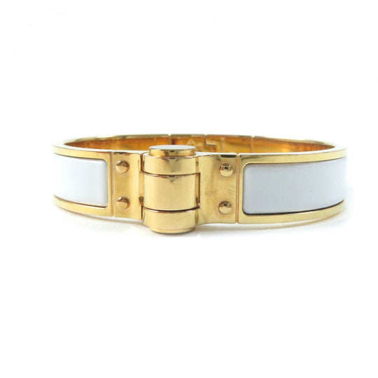 HERMES Bangle Main�FGold Plated White gold Charniere Women Used Authentic
