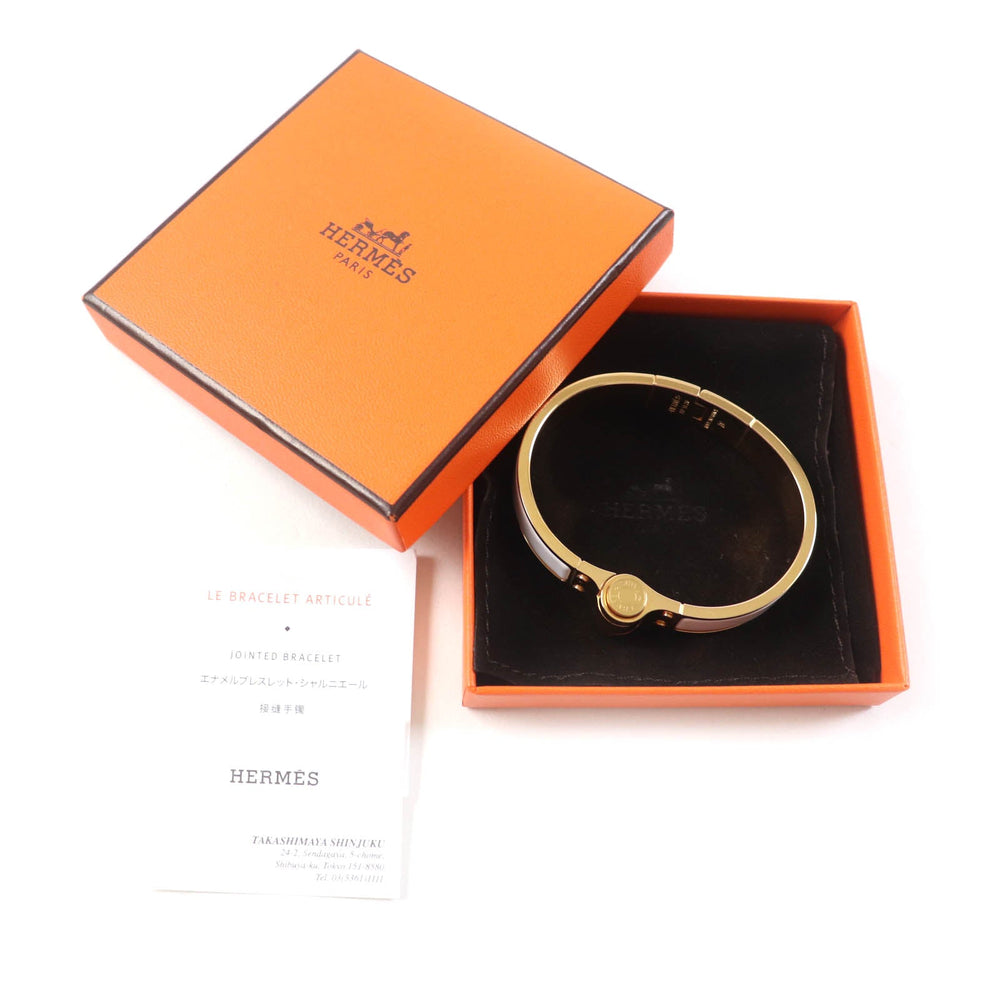 HERMES Bangle Main�FGold Plated White gold Charniere Women Used Authentic