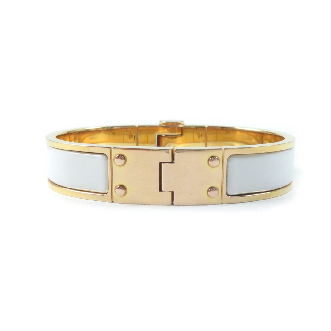 HERMES Bangle Main�FGold Plated White gold Charniere Women Used Authentic