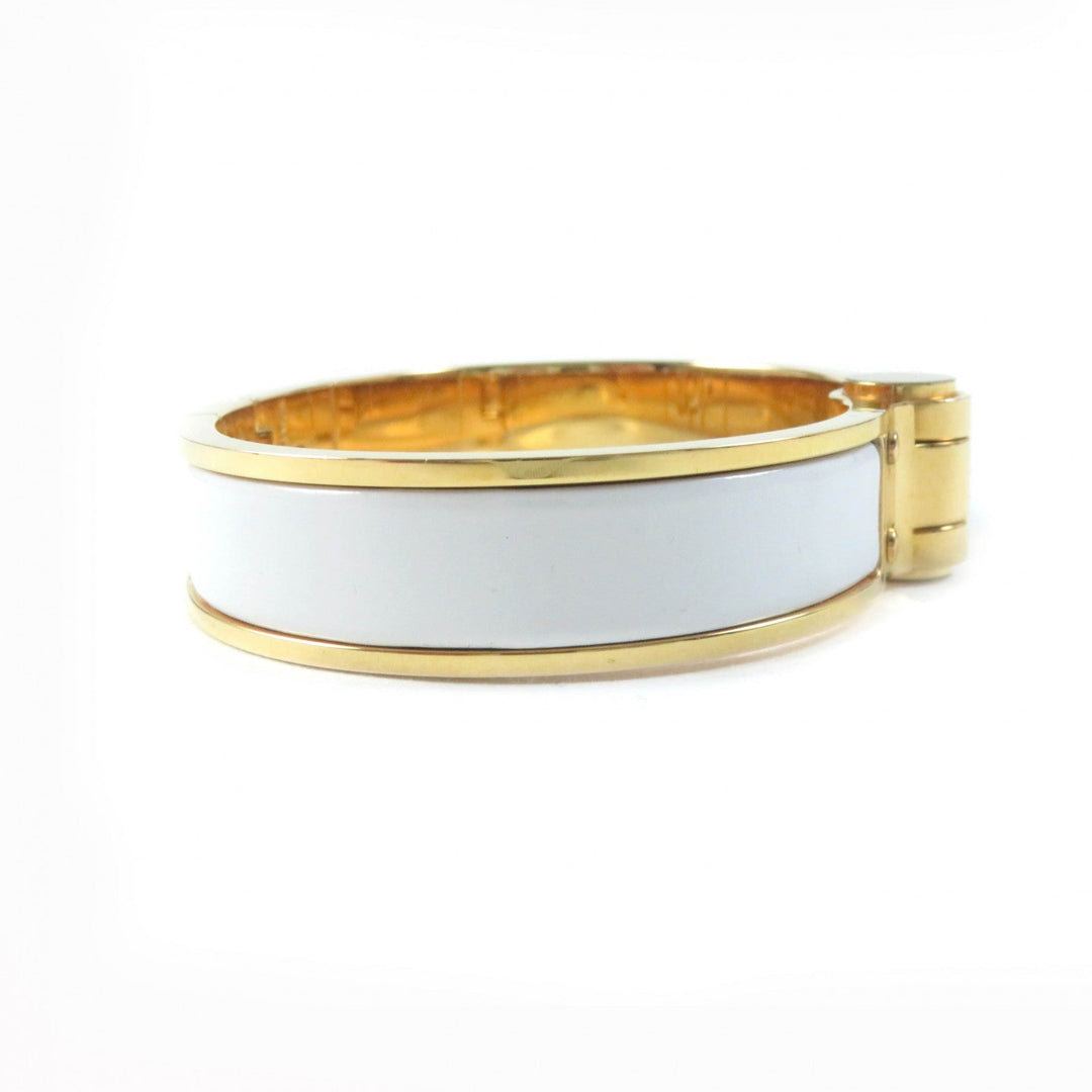 HERMES Bangle Main�FGold Plated White gold Charniere Women Used Authentic