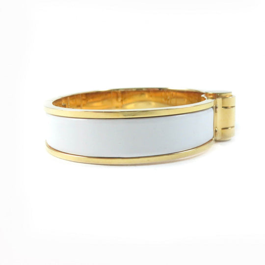 HERMES Bangle Main�FGold Plated White gold Charniere Women Used Authentic