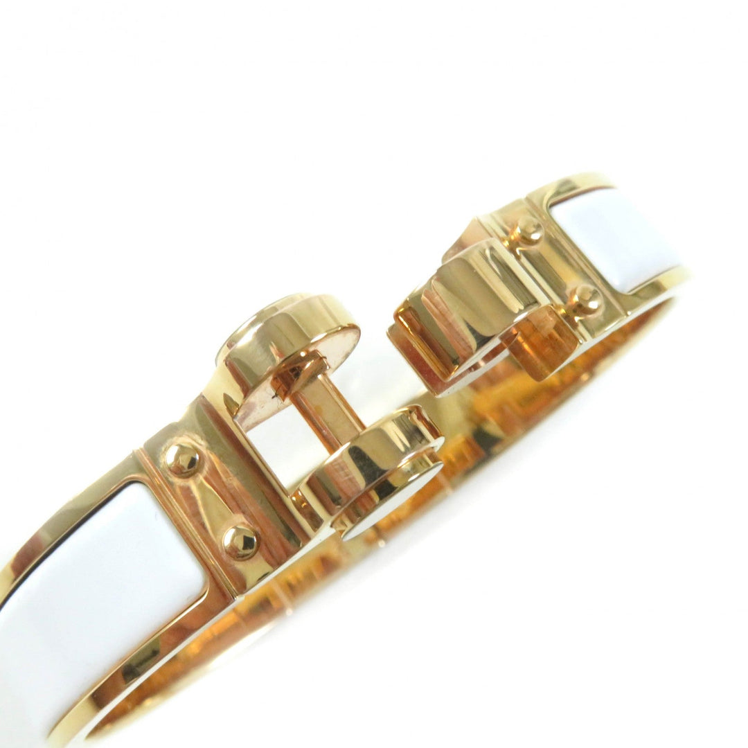 HERMES Bangle Main�FGold Plated White gold Charniere Women Used Authentic