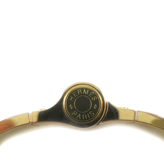 HERMES Bangle Main�FGold Plated White gold Charniere Women Used Authentic
