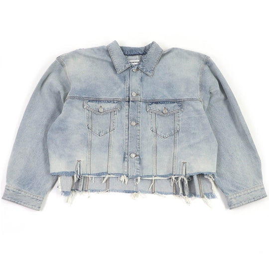 BALENCIAGA Denim Jacket 704527 Main: 100% cotton, pocket lining: 65% polyester, 35% cotton Indigo blue Deconstructed Panelled Denim Jacket mens 2 Used Authentic