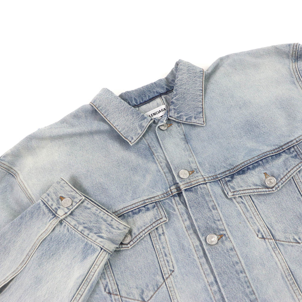 BALENCIAGA Denim Jacket 704527 Main: 100% cotton, pocket lining: 65% polyester, 35% cotton Indigo blue Deconstructed Panelled Denim Jacket mens 2 Used Authentic