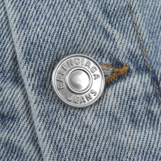 BALENCIAGA Denim Jacket 704527 Main: 100% cotton, pocket lining: 65% polyester, 35% cotton Indigo blue Deconstructed Panelled Denim Jacket mens 2 Used Authentic