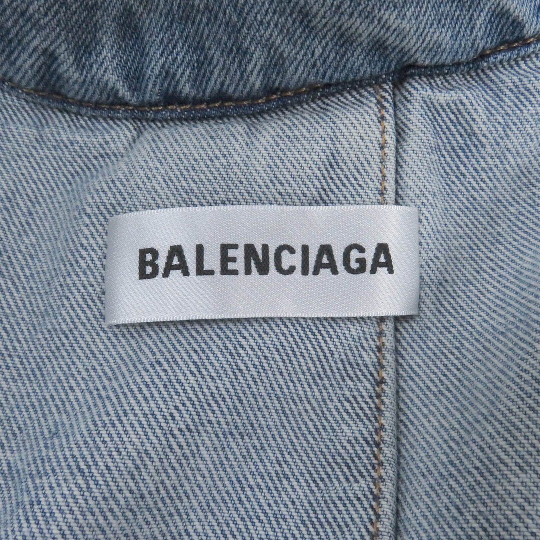 BALENCIAGA Denim Jacket 704527 Main: 100% cotton, pocket lining: 65% polyester, 35% cotton Indigo blue Deconstructed Panelled Denim Jacket mens 2 Used Authentic