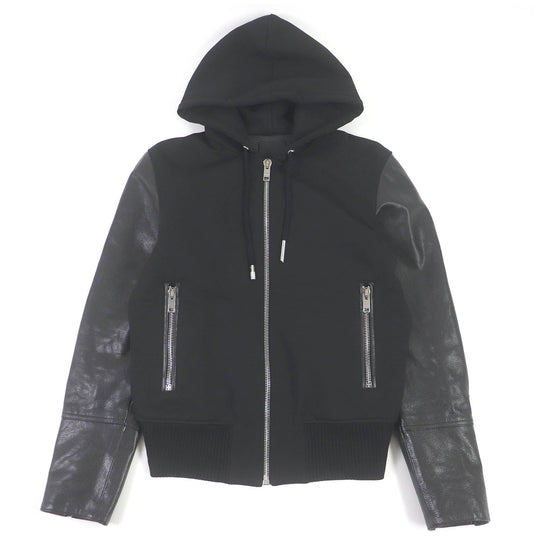 GIVENCHY Hoodie BM00QL611V Main: 91% rayon, Main: 7% nylon, Main: 2% polyurethane, Part: Cupra, cotton, polyester Sleeves: Cowhide black mens 44 Used Authentic