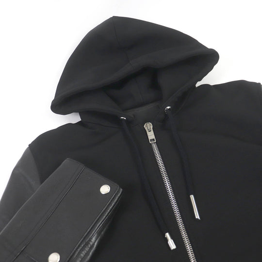 GIVENCHY Hoodie BM00QL611V Main: 91% rayon, Main: 7% nylon, Main: 2% polyurethane, Part: Cupra, cotton, polyester Sleeves: Cowhide black mens 44 Used Authentic
