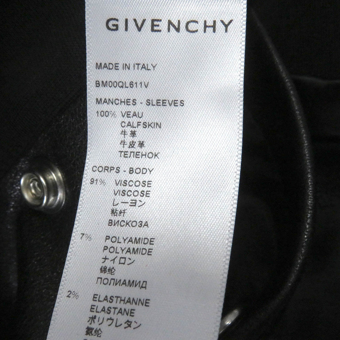 GIVENCHY Hoodie BM00QL611V Main: 91% rayon, Main: 7% nylon, Main: 2% polyurethane, Part: Cupra, cotton, polyester Sleeves: Cowhide black mens 44 Used Authentic