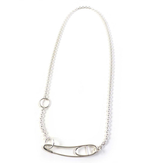 HERMES Necklace Main�FAG925 Silver Chene Dunkle Punk Women Used Authentic