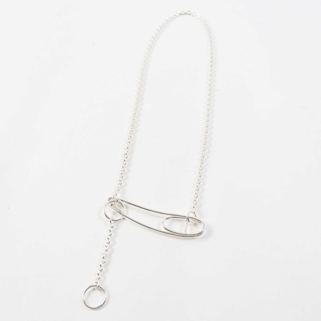 HERMES Necklace Main�FAG925 Silver Chene Dunkle Punk Women Used Authentic