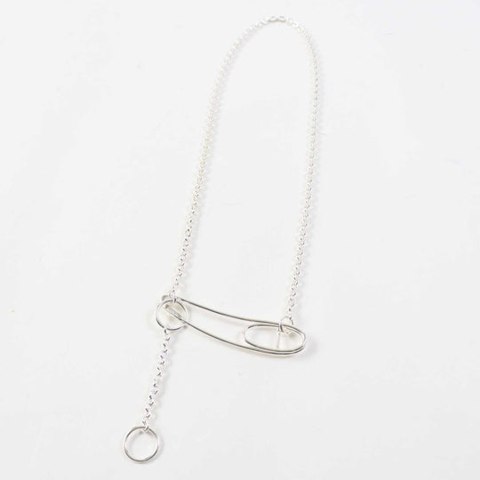 HERMES Necklace Main�FAG925 Silver Chene Dunkle Punk Women Used Authentic