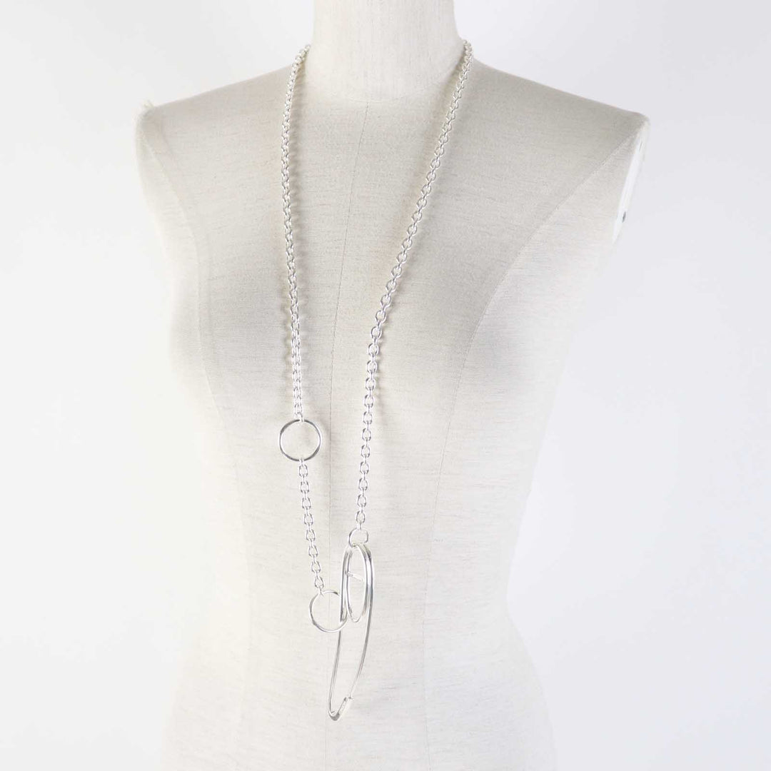 HERMES Necklace Main�FAG925 Silver Chene Dunkle Punk Women Used Authentic