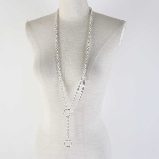 HERMES Necklace Main�FAG925 Silver Chene Dunkle Punk Women Used Authentic