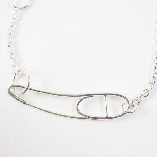 HERMES Necklace Main�FAG925 Silver Chene Dunkle Punk Women Used Authentic