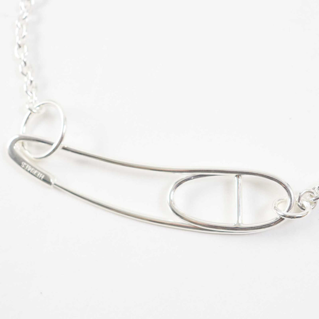 HERMES Necklace Main�FAG925 Silver Chene Dunkle Punk Women Used Authentic
