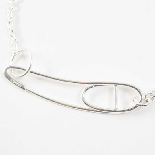 HERMES Necklace Main�FAG925 Silver Chene Dunkle Punk Women Used Authentic