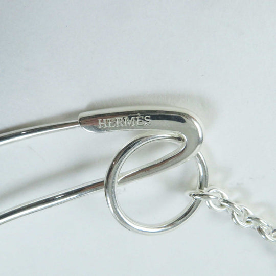 HERMES Necklace Main�FAG925 Silver Chene Dunkle Punk Women Used Authentic