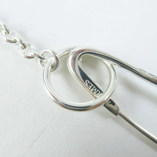 HERMES Necklace Main�FAG925 Silver Chene Dunkle Punk Women Used Authentic