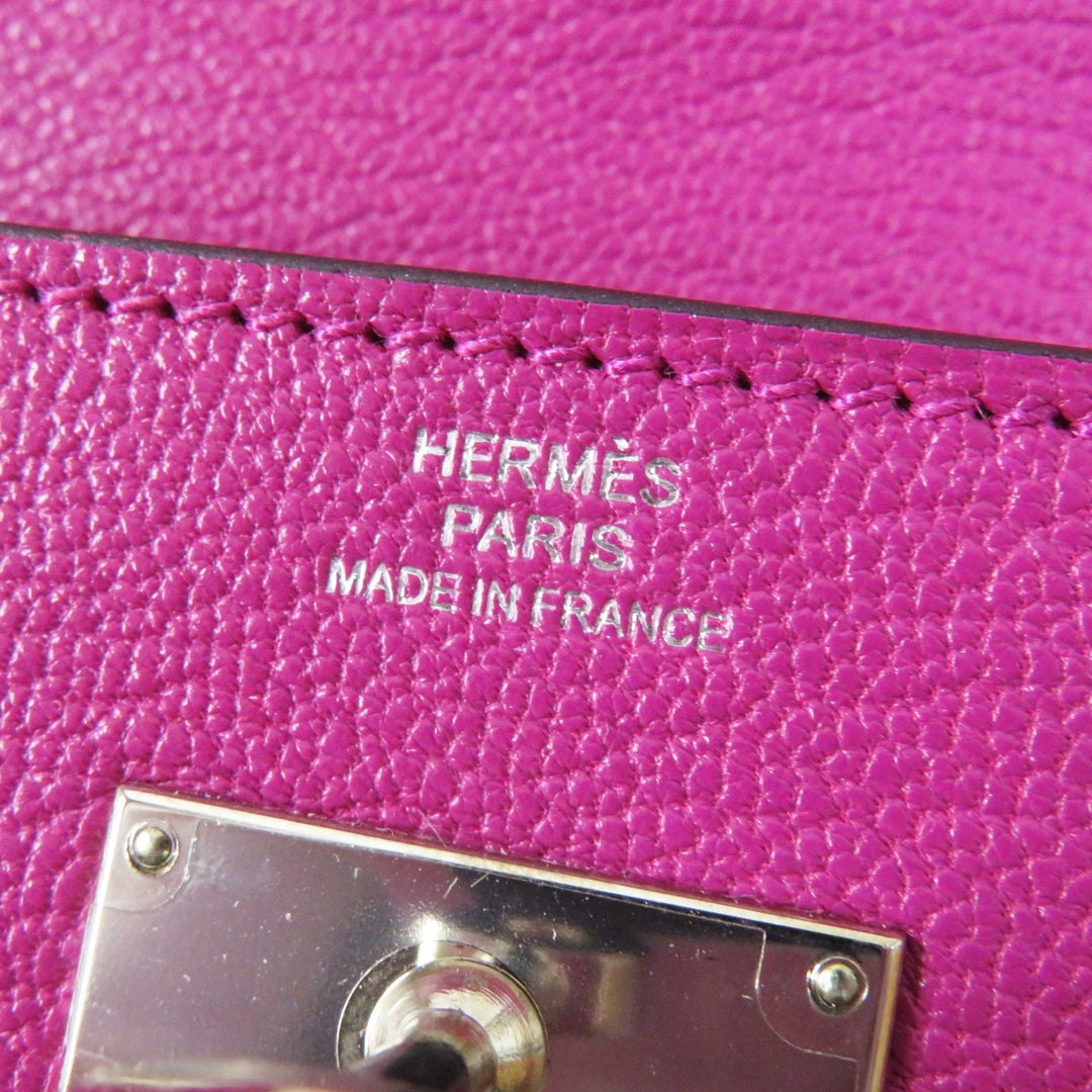 HERMES Long Wallet Purse Shave Rose purple Kelly wallet Women Used Authentic