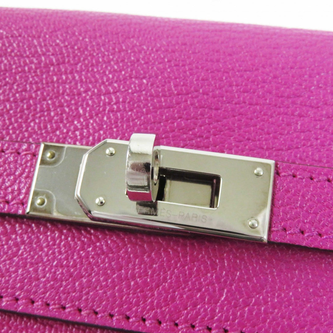 HERMES Long Wallet Purse Shave Rose purple Kelly wallet Women Used Authentic