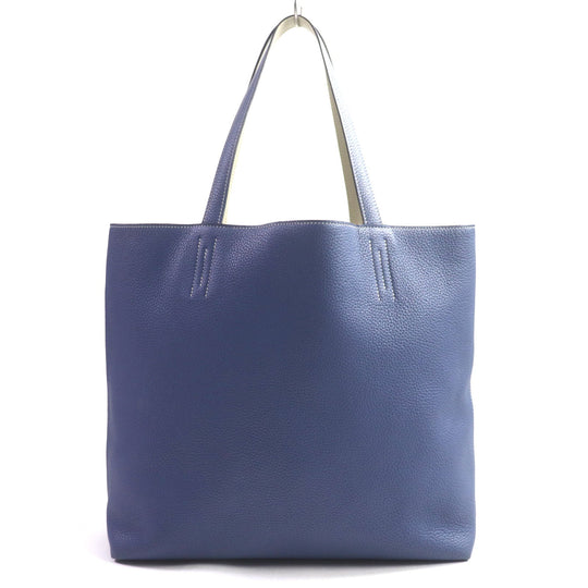 HERMES Tote Bag Taurillon Clemence Leather Blue Brighton Beton Doble Sense 45 mens Used Authentic