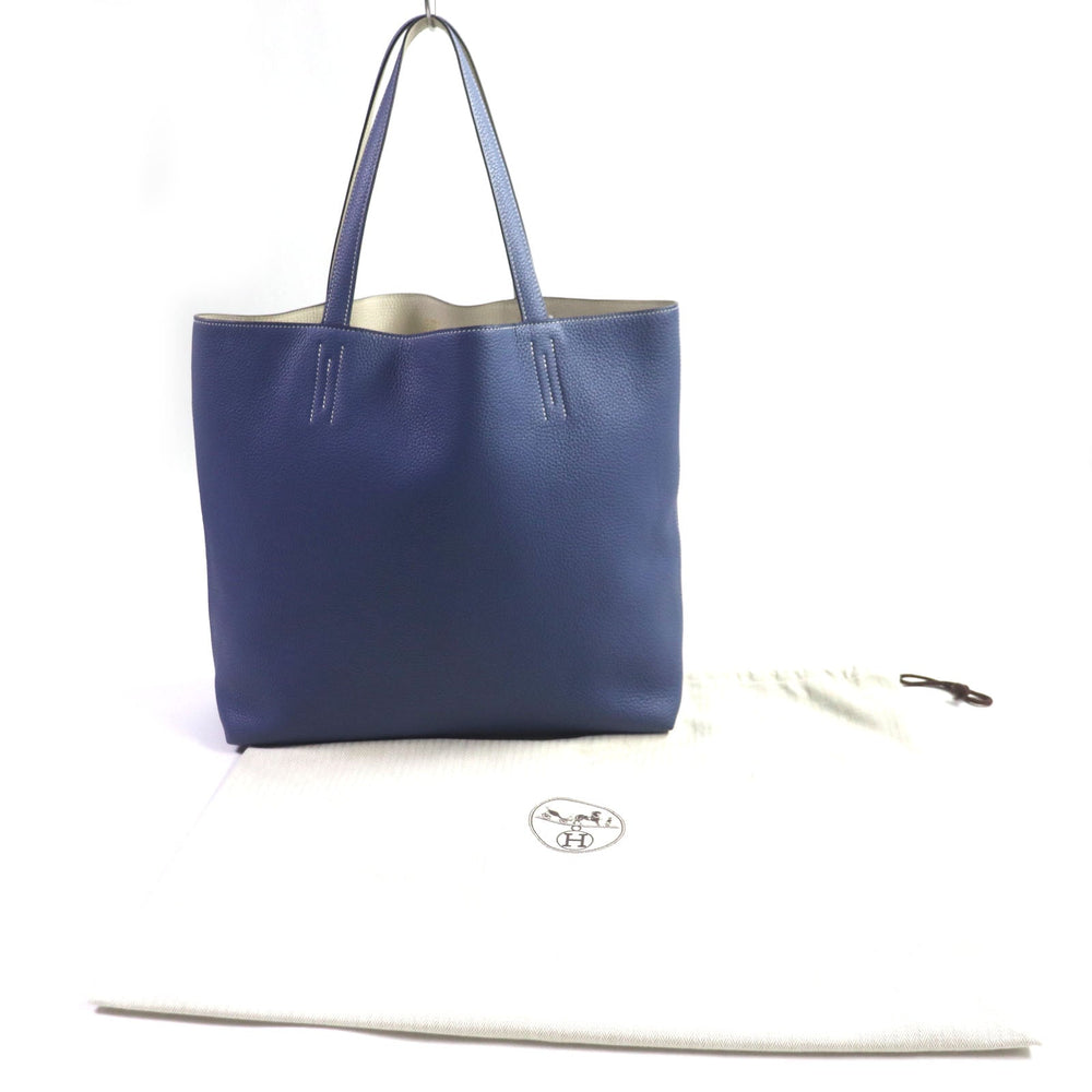 HERMES Tote Bag Taurillon Clemence Leather Blue Brighton Beton Doble Sense 45 mens Used Authentic
