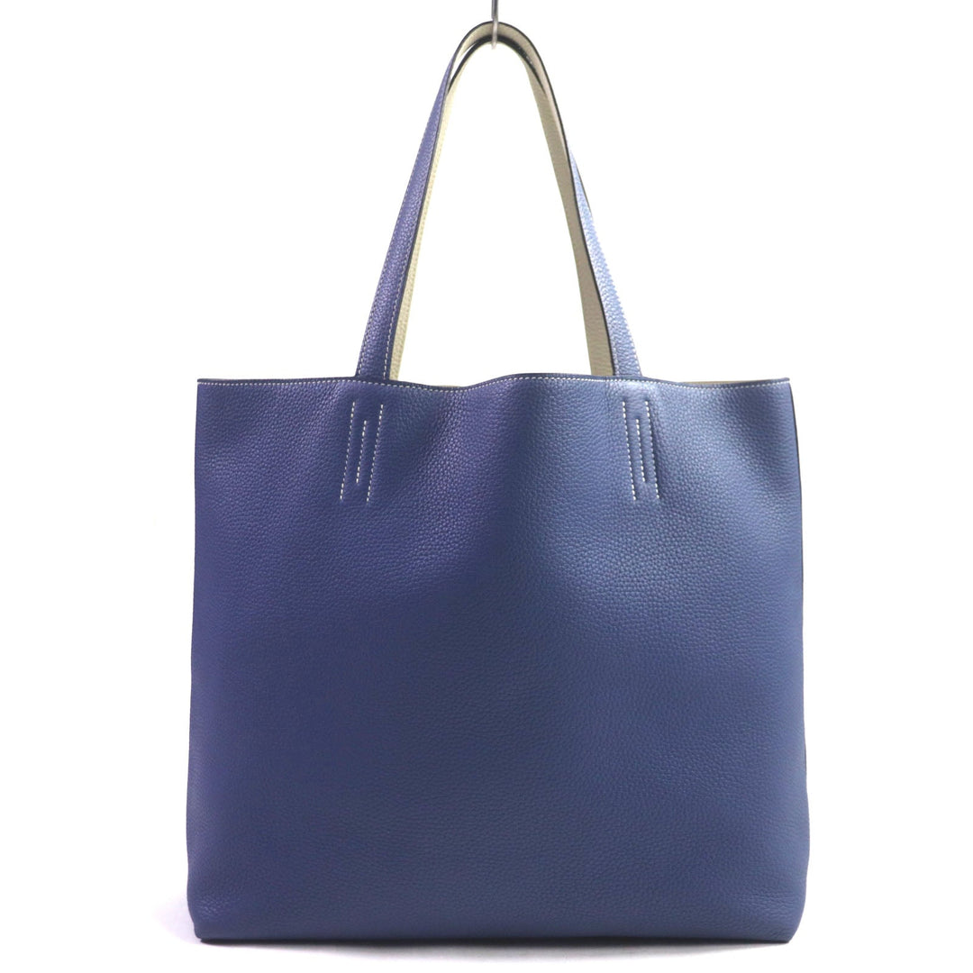 HERMES Tote Bag Taurillon Clemence Leather Blue Brighton Beton Doble Sense 45 mens Used Authentic
