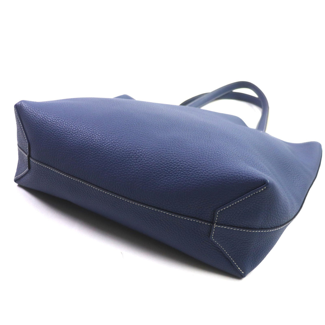 HERMES Tote Bag Taurillon Clemence Leather Blue Brighton Beton Doble Sense 45 mens Used Authentic