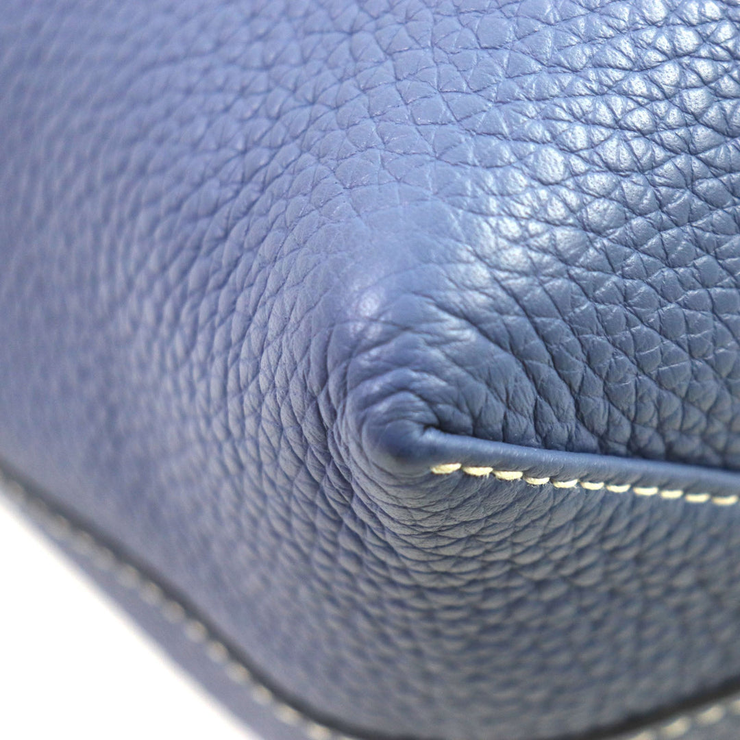 HERMES Tote Bag Taurillon Clemence Leather Blue Brighton Beton Doble Sense 45 mens Used Authentic