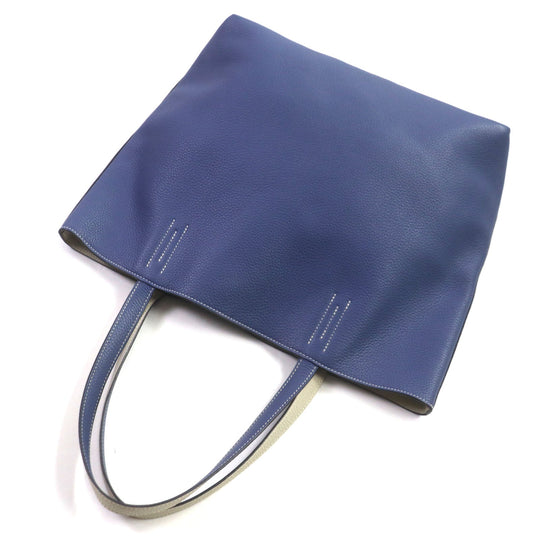 HERMES Tote Bag Taurillon Clemence Leather Blue Brighton Beton Doble Sense 45 mens Used Authentic