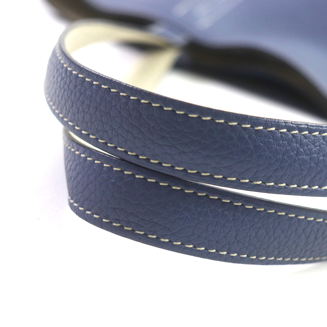 HERMES Tote Bag Taurillon Clemence Leather Blue Brighton Beton Doble Sense 45 mens Used Authentic