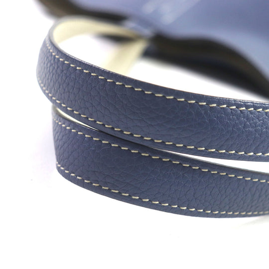 HERMES Tote Bag Taurillon Clemence Leather Blue Brighton Beton Doble Sense 45 mens Used Authentic