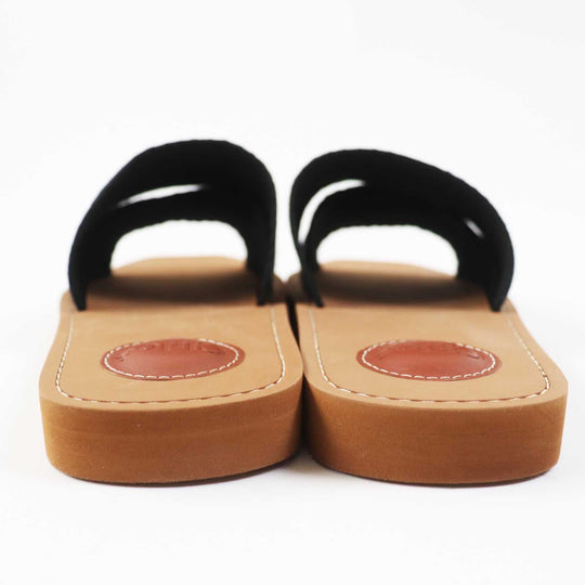 Chloe Sandals CHC22U188Z3001 Upper: Linen Sole: Ethylene Vinyl Acetate Insole: 5% Cowhide, 95% Ethylene Vinyl Acetate Main Lining: Linen Black brown WOODY Women 36 Used Authentic