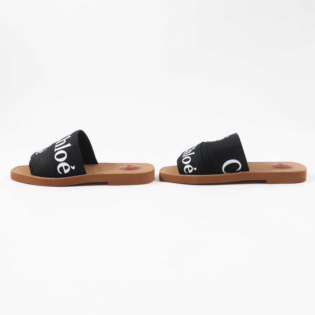 Chloe Sandals CHC22U188Z3001 Upper: Linen Sole: Ethylene Vinyl Acetate Insole: 5% Cowhide, 95% Ethylene Vinyl Acetate Main Lining: Linen Black brown WOODY Women 36 Used Authentic