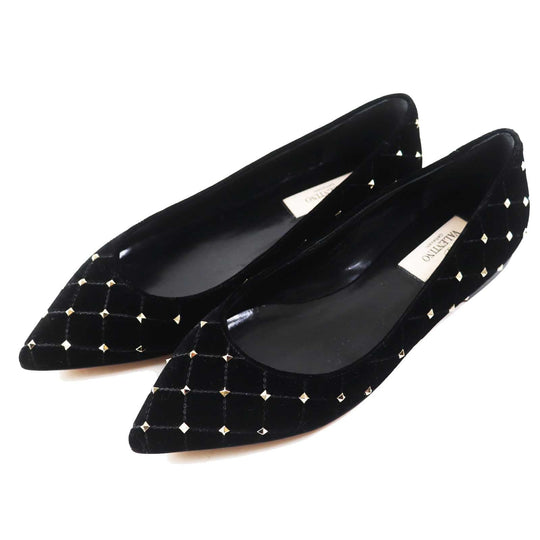 Valentino Garavani pumps Velvet, some with rock studs black Women 36 Used Authentic