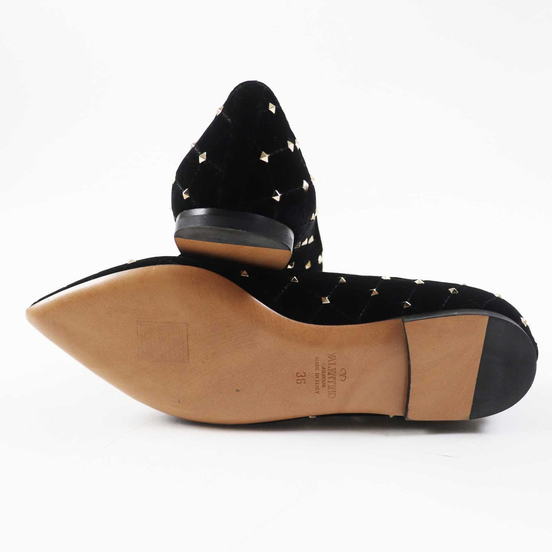 Valentino Garavani pumps Velvet, some with rock studs black Women 36 Used Authentic