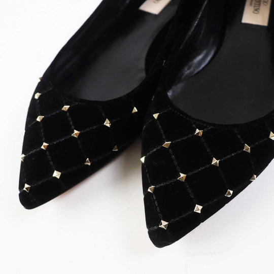 Valentino Garavani pumps Velvet, some with rock studs black Women 36 Used Authentic