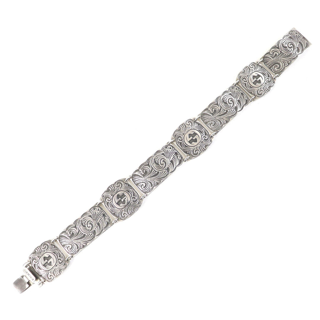 GUCCI bracelet Main: AG925, : Metal Silver Arabesque mens 17 Used Authentic