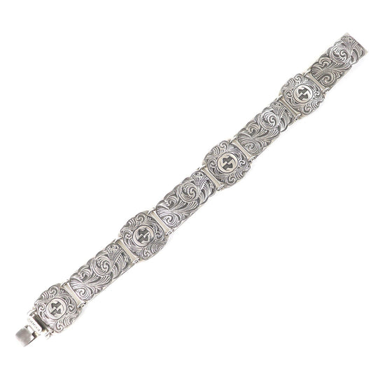 GUCCI bracelet Main: AG925, : Metal Silver Arabesque mens 17 Used Authentic