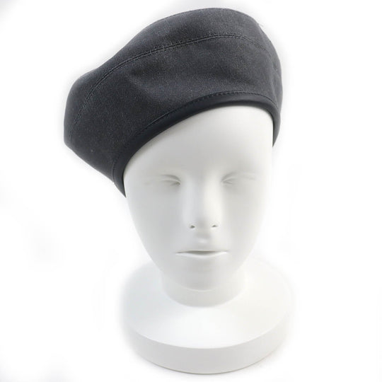 HERMES beret Outer: 100% cotton, Lining: 65% rayon, Lining: 35% silk, Leather part: cowhide gray Saint Honor Women 58 Used Authentic