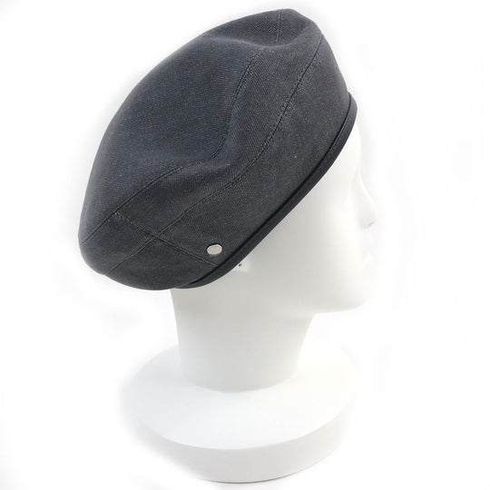 HERMES beret Outer: 100% cotton, Lining: 65% rayon, Lining: 35% silk, Leather part: cowhide gray Saint Honor Women 58 Used Authentic