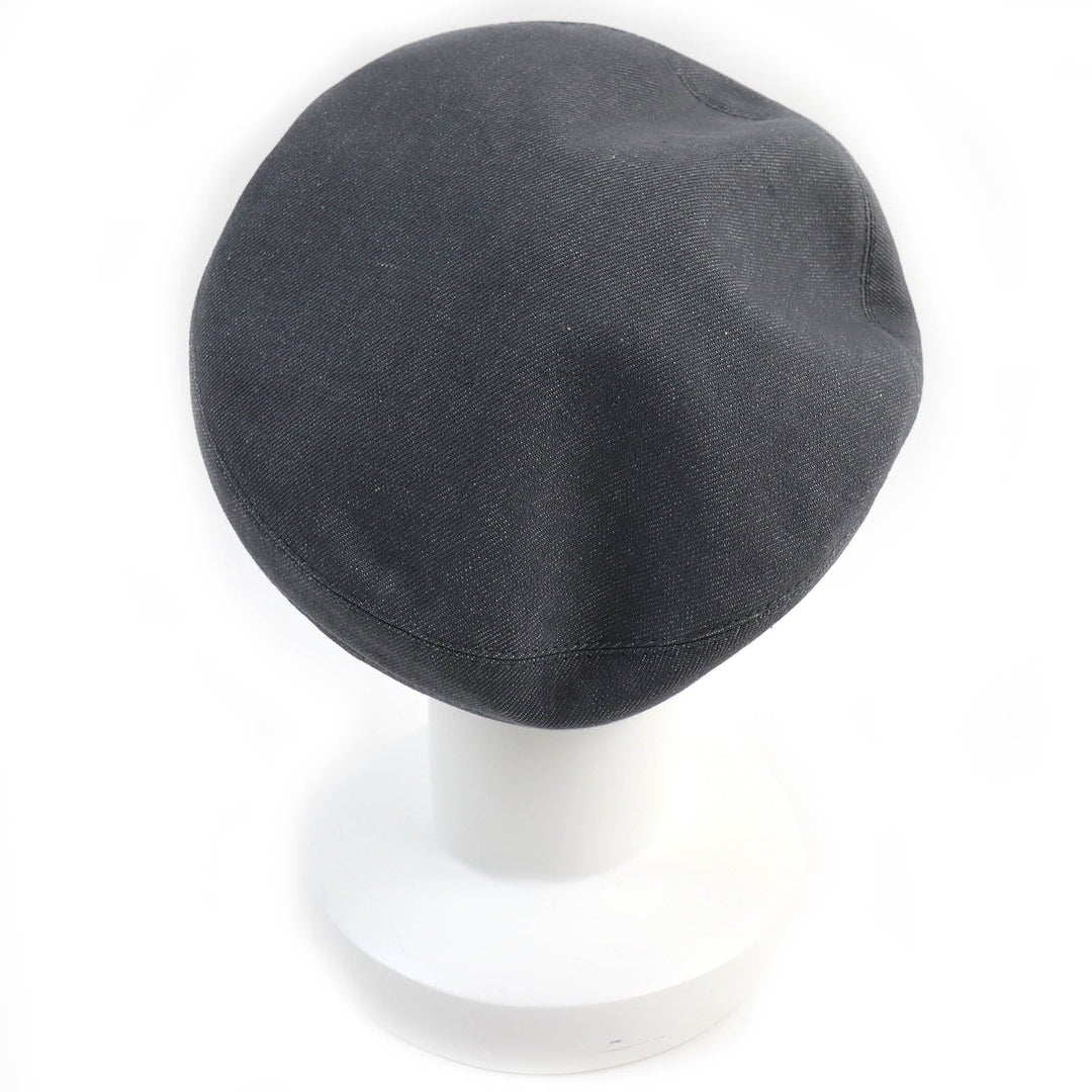 HERMES beret Outer: 100% cotton, Lining: 65% rayon, Lining: 35% silk, Leather part: cowhide gray Saint Honor Women 58 Used Authentic