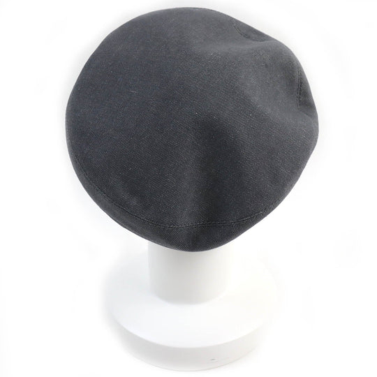 HERMES beret Outer: 100% cotton, Lining: 65% rayon, Lining: 35% silk, Leather part: cowhide gray Saint Honor Women 58 Used Authentic