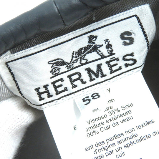 HERMES beret Outer: 100% cotton, Lining: 65% rayon, Lining: 35% silk, Leather part: cowhide gray Saint Honor Women 58 Used Authentic