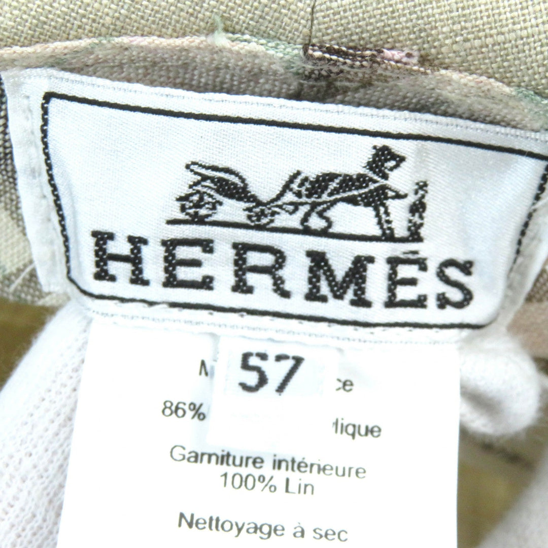 HERMES hat 191016N Outer: 86% linen, Outer: 7% acrylic, Outer: 7% acetate, Lining trim: 100% linen Light beige, SABLE CHAPEAU FEMME RIVOLI LIN PAPER Women 57 Used Authentic