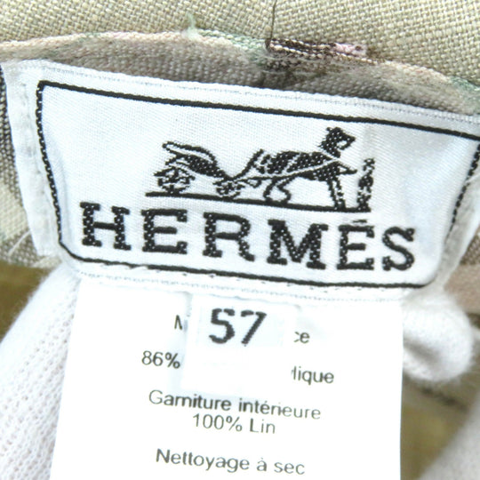 HERMES hat 191016N Outer: 86% linen, Outer: 7% acrylic, Outer: 7% acetate, Lining trim: 100% linen Light beige, SABLE CHAPEAU FEMME RIVOLI LIN PAPER Women 57 Used Authentic