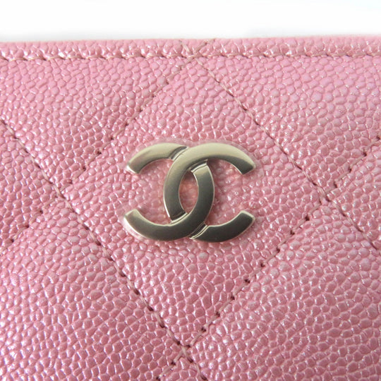 CHANEL Long Wallet Purse AP0242 Main: Caviar skin Metallic pink Classic Long Zip Wallet Women Used Authentic